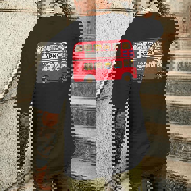 ロンドン イングランド ダブルデッカー レッドバス キッズ ツーリスト お土産 メンズTシャツ バックプリント 彼への贈り物