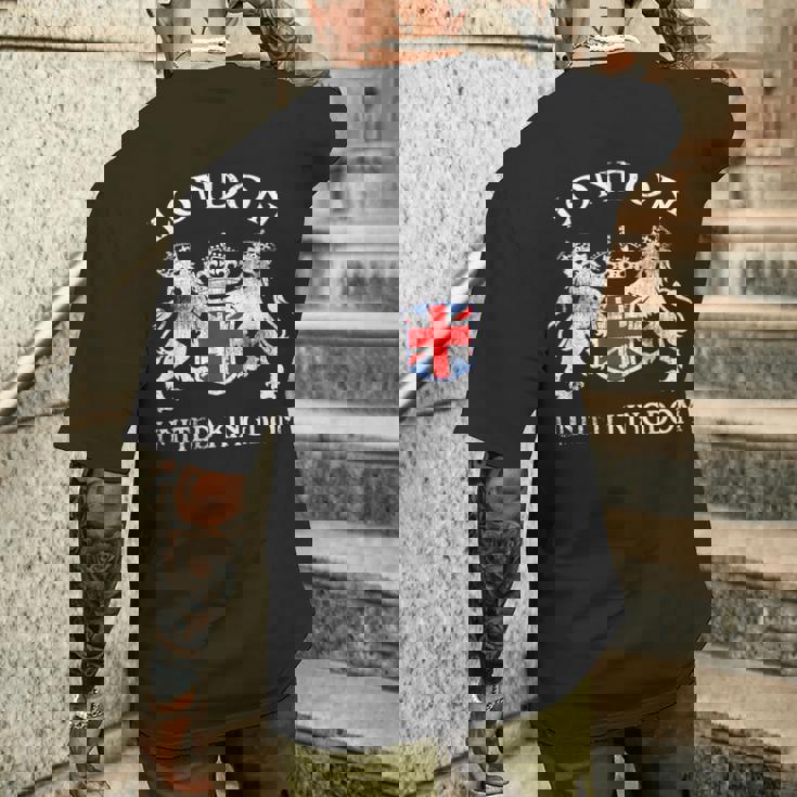 ロンドンのお土産 英国エンブレム 英国国旗 記念品 サイト メンズTシャツ バックプリント 彼への贈り物