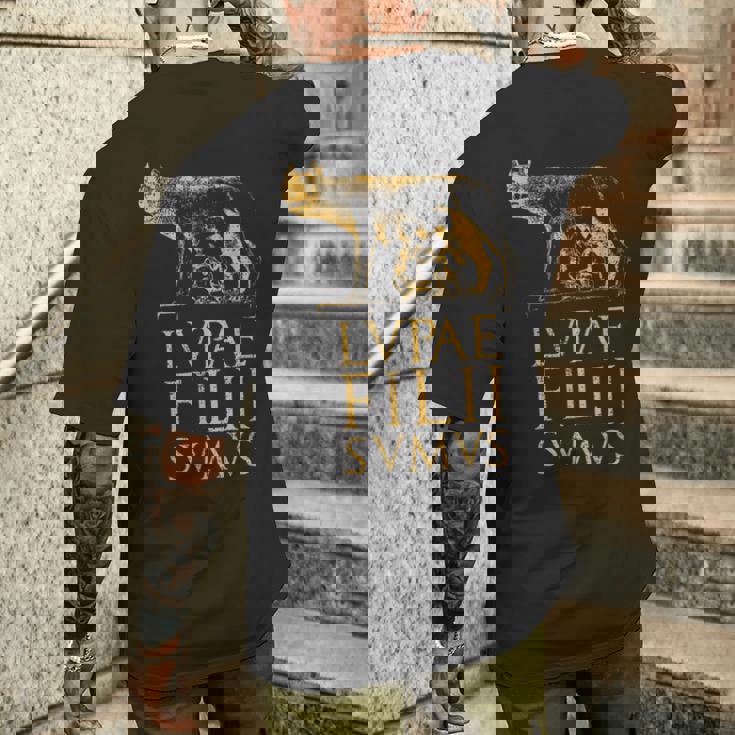 ローマの狼 古代ローマ ローマ帝国の名言 メンズTシャツ バックプリント 彼への贈り物