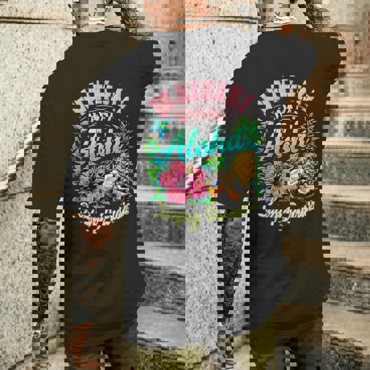 ワイキキ ハワイ アロハ サーフィン パラダイス ハイビスカス パイナップル 長袖tシャツ メンズTシャツ バックプリント 彼への贈り物