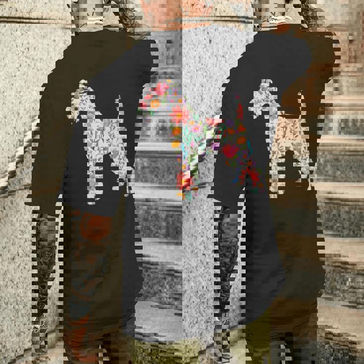 ワイヤーフォックステリア 水彩フラワーデザイン 長袖tシャツ メンズTシャツ バックプリント 彼への贈り物