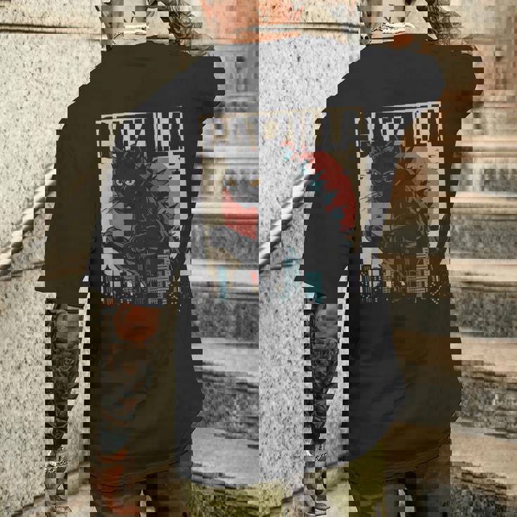 ヴィンテージキャットジラtシャツ 面白い子猫と猫 メンズTシャツ バックプリント 彼への贈り物