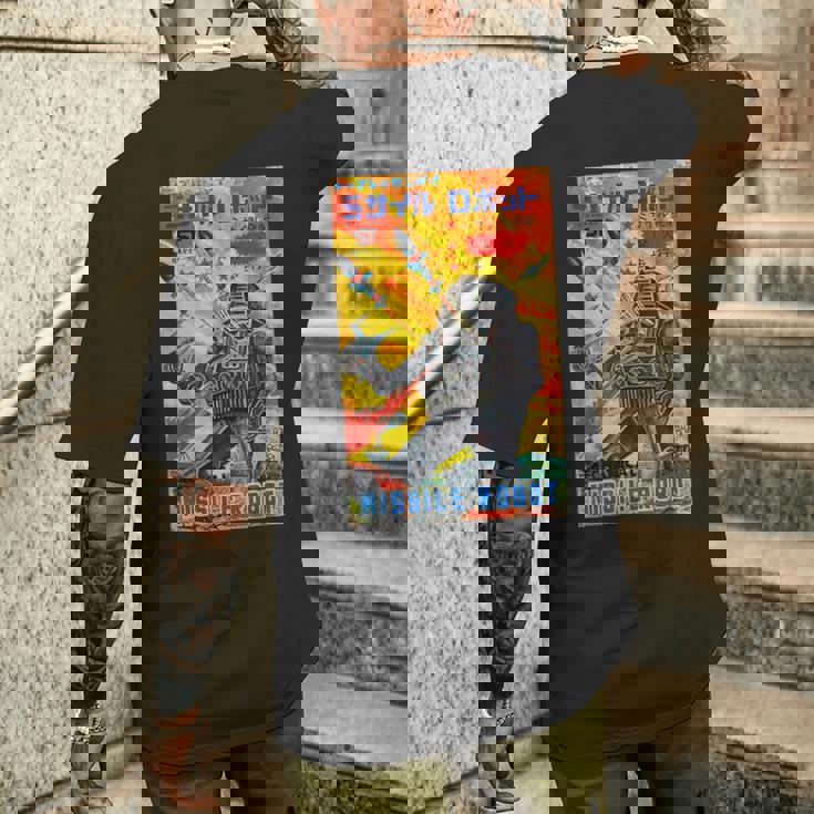 ヴィンテージグラフィック ミサイルロボット 日本のレトロオールドトイアニメ メンズTシャツ バックプリント 彼への贈り物