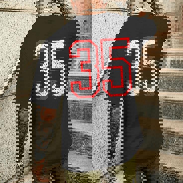 ヴィンテージナンバー 35 ホワイトレッドスポーツ代表チームナンバー 35 メンズTシャツ バックプリント 彼への贈り物