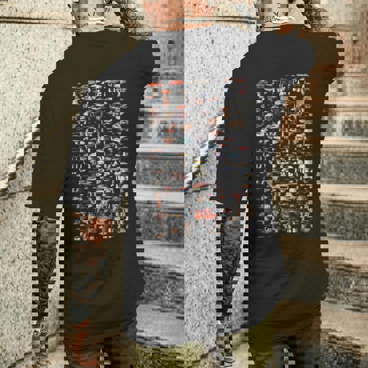 ヴィンテージマッシュルームピッカードイツ語の名前 闇 メンズTシャツ バックプリント 彼への贈り物