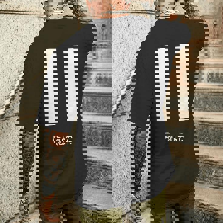 一時停止ボタン 長袖tシャツ メンズTシャツ バックプリント 彼への贈り物