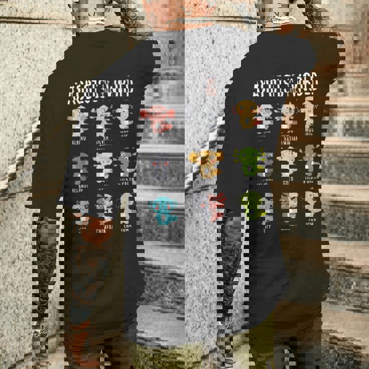 世界のウーパールーパー両生類動物好きカワイイ メンズTシャツ バックプリント 彼への贈り物