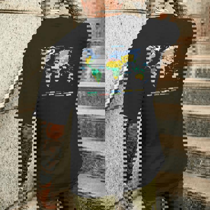 世界地図 気候帯 海洋名 フランス語 メンズTシャツ バックプリント 彼への贈り物