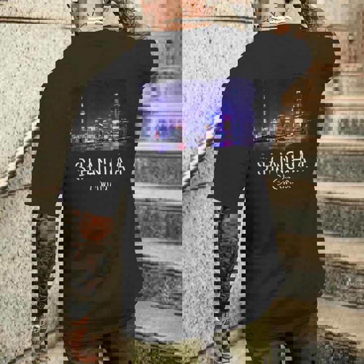 中国上海スカイライン 中国のお土産ギフト 上海 メンズTシャツ バックプリント 彼への贈り物