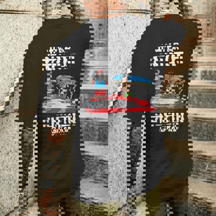 中途報告ポンツーンキャプテンサンタ 7月のクリスマスメンズ メンズTシャツ バックプリント 彼への贈り物