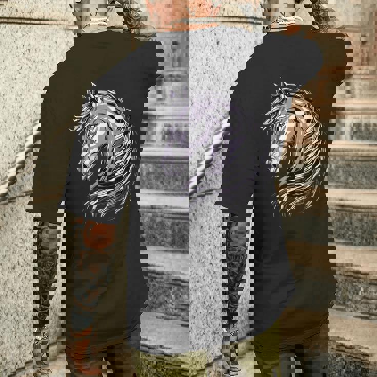 乗馬ポニー子馬ポニーファームライダーポニー乗馬馬 メンズTシャツ バックプリント 彼への贈り物