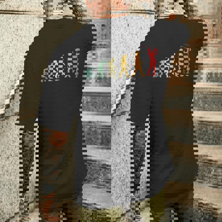 人類の進化 ネタ ゴルフ ゴルフ好き ゴルフファン ゴルファー おもしろ ゴルフ部 メンズTシャツ バックプリント 彼への贈り物