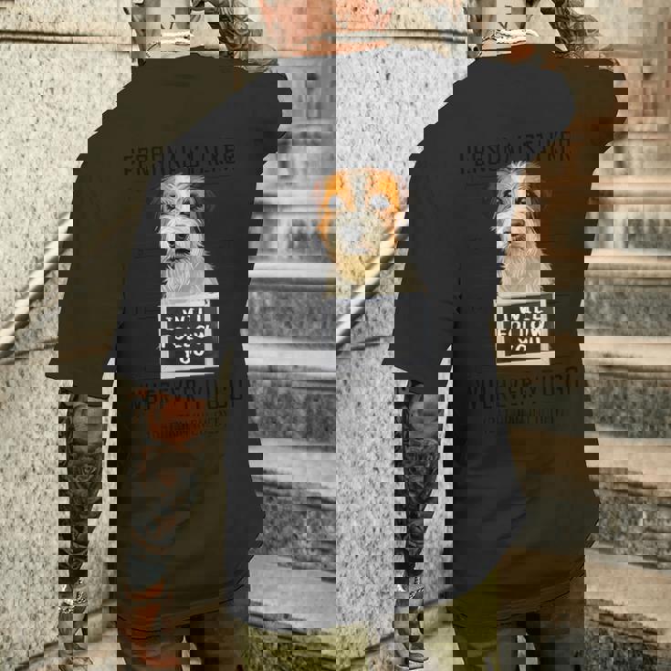 個人ストーカー 犬 ジャック・ラッセル・テリア I Will Follow You メンズTシャツ バックプリント 彼への贈り物