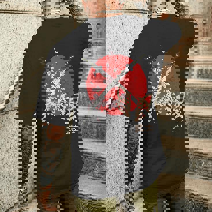 古代日本の桜 侍刀 メンズTシャツ バックプリント 彼への贈り物