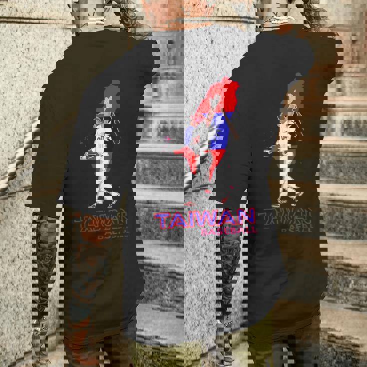 台湾野球ファン アジアリーグ台湾国旗マップアートギフト メンズTシャツ バックプリント 彼への贈り物