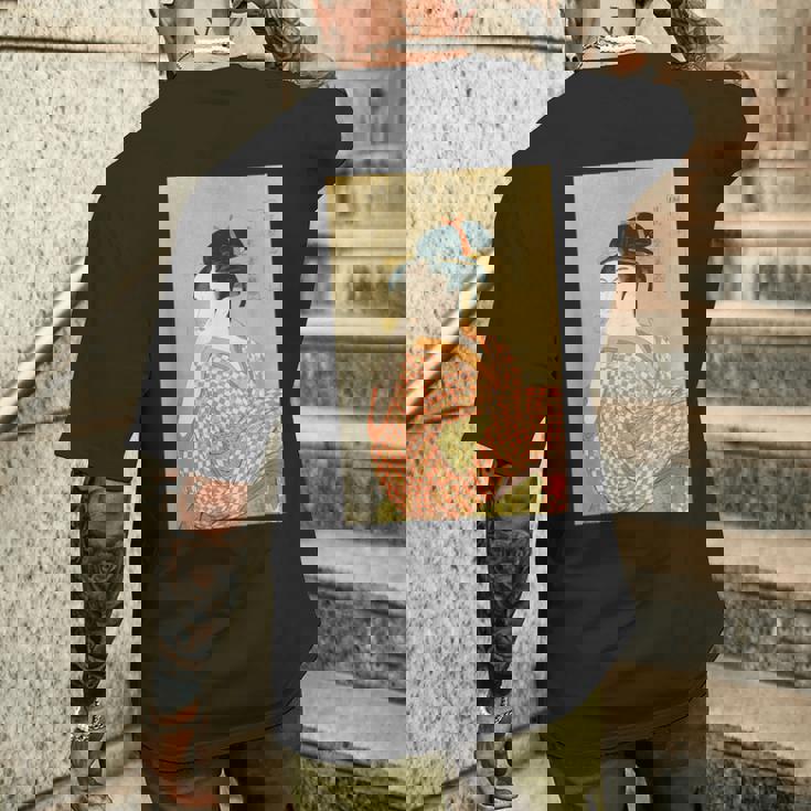 喜多川歌麿「婦女人相十品 ポペンを吹く娘」 メンズTシャツ バックプリント 彼への贈り物