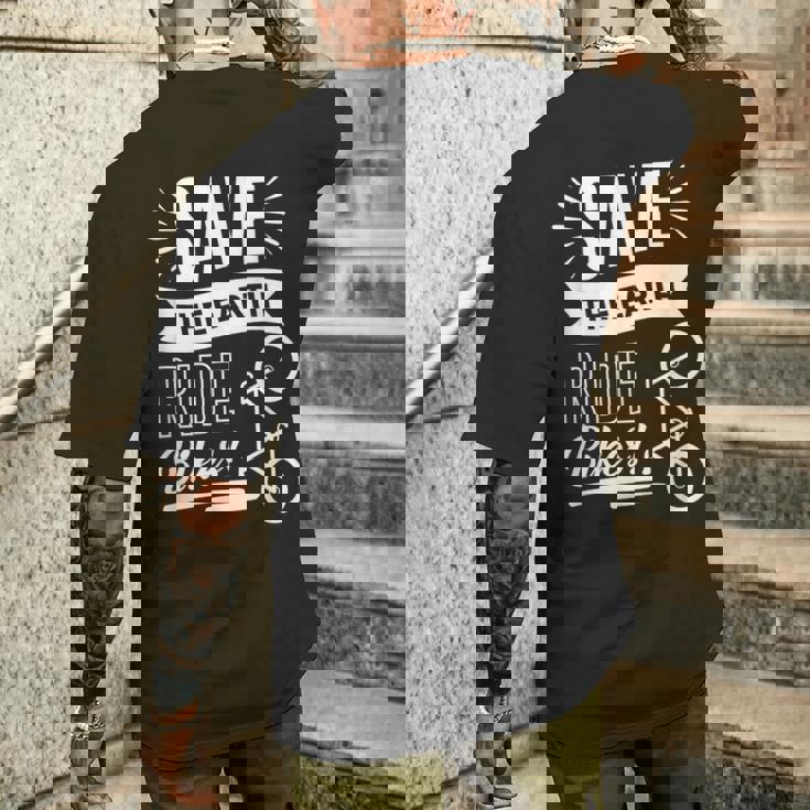 地球を救おう 自転車に乗ろう メンズTシャツ バックプリント 彼への贈り物