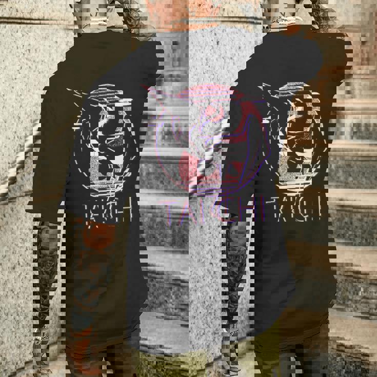 太極拳 陰陽鶴、瞑想エネルギー メンズTシャツ バックプリント 彼への贈り物