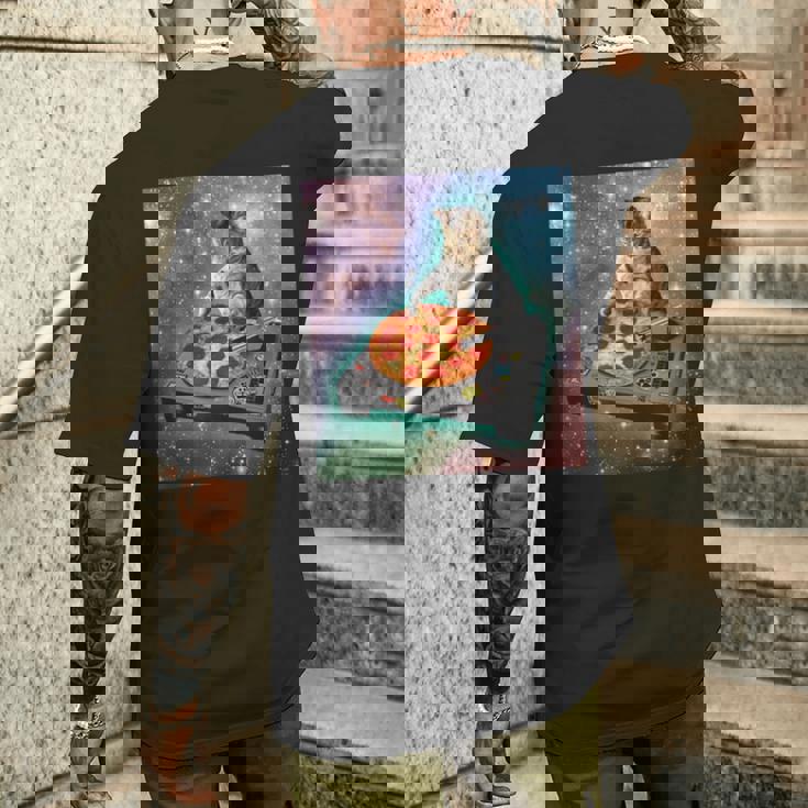 宇宙猫ピザミーム銀河宇宙キティ子猫面白いかわいいpace Cat Galaxy Universe Meme メンズTシャツ バックプリント 彼への贈り物