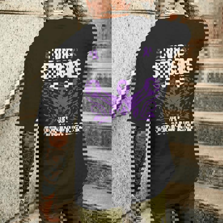 強く生きる 線維筋痛症への認識 線維筋痛症 メンズTシャツ バックプリント 彼への贈り物