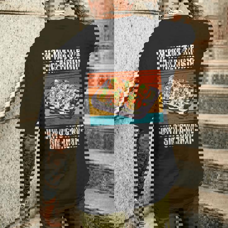 恋愛をしたいヴィンテージ可愛いたこ焼き メンズTシャツ バックプリント 彼への贈り物