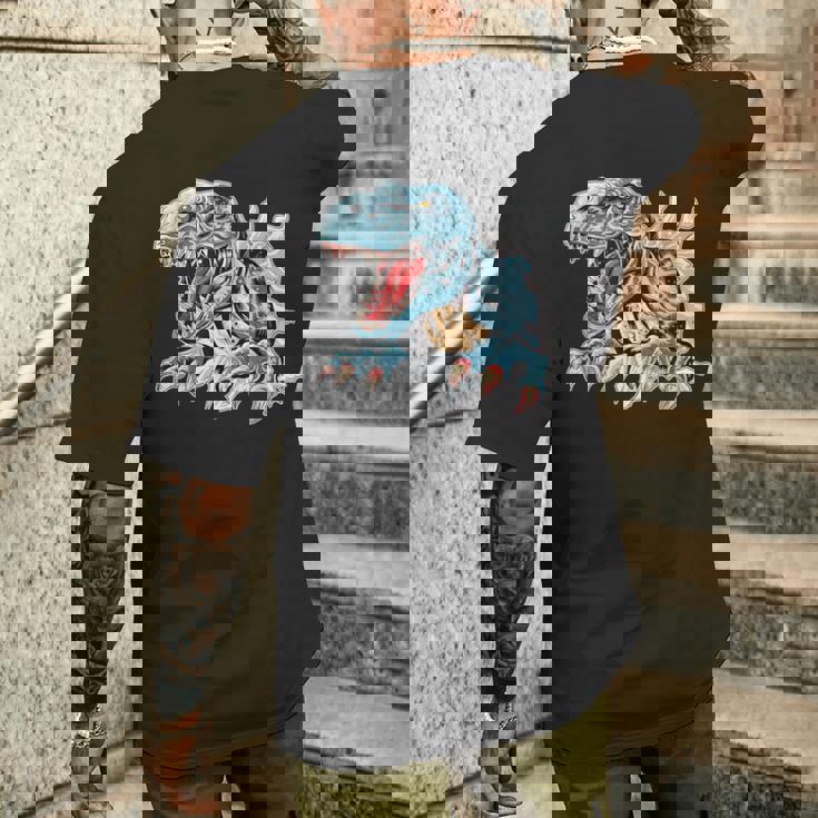 恐竜 おもしろ デフォルメ イラスト メンズTシャツ バックプリント 彼への贈り物