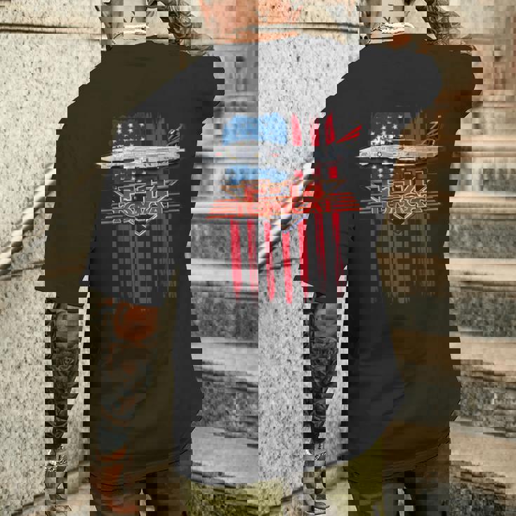 愛国的な海軍 F-14 トムキャットとアメリカ国旗 メンズTシャツ バックプリント 彼への贈り物