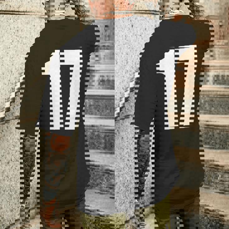 数字 セブンティーン数字 17 プレーンホワイト数字 メンズTシャツ バックプリント 彼への贈り物