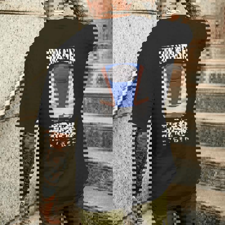 新幹線 新幹線 日本語漢字 E7系 日本レール メンズTシャツ バックプリント 彼への贈り物