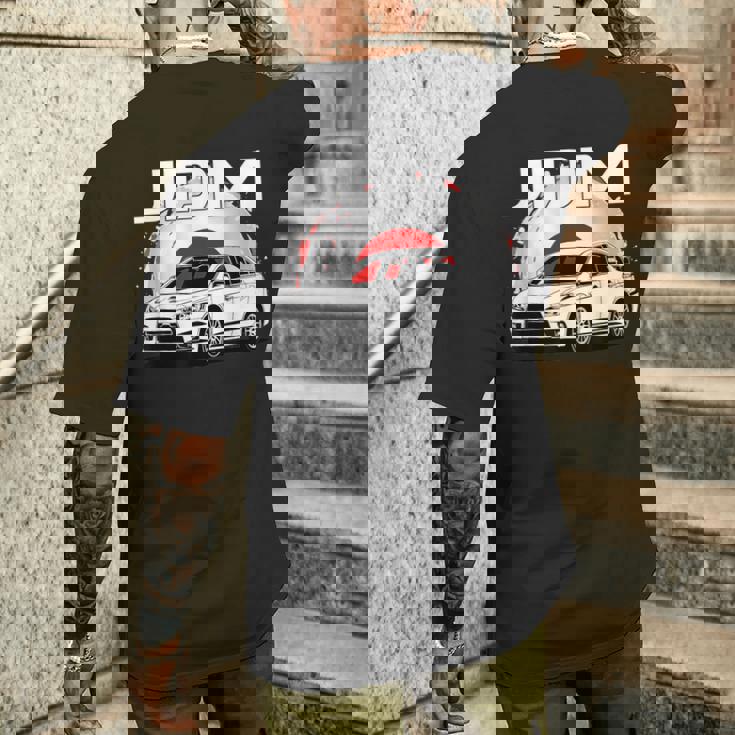 日の丸ラリーカー。日本国内市場の車。 Jdm メンズTシャツ バックプリント 彼への贈り物