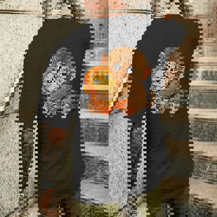 日本 かわいい 赤ちゃん モンキー パンチ ニホンザル パンチくん メンズTシャツ バックプリント 彼への贈り物