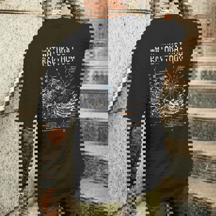 日本 大波動物理学 北斎 水 動き 数学 科学 長袖tシャツ メンズTシャツ バックプリント 彼への贈り物