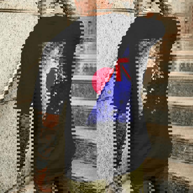 日本とオーストラリアの国旗 日本オーストラリア。 メンズTシャツ バックプリント 彼への贈り物