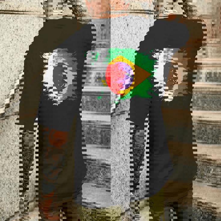 日本とブラジルのdnaヘリテージフラッグ 長袖tシャツ メンズTシャツ バックプリント 彼への贈り物