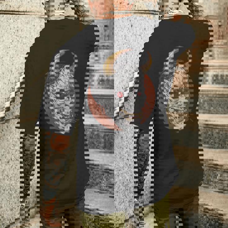 日本の般若マスク 能面 悪魔 鬼 タトゥー 入れ墨 メンズTシャツ バックプリント 彼への贈り物