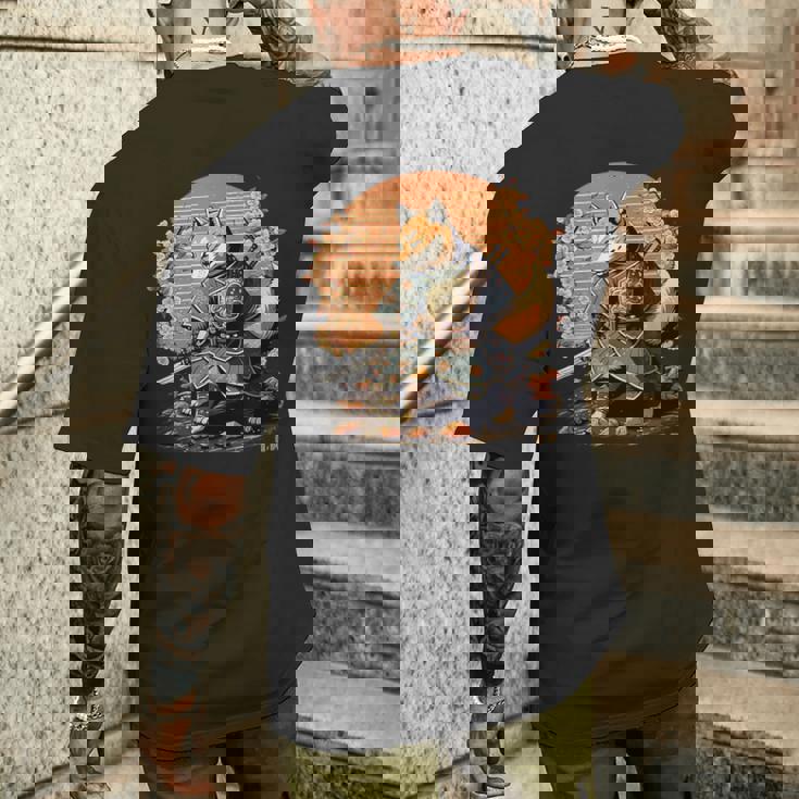 日本アート 柴犬 忍者 浮世絵 アニメ風 侍犬 メンズTシャツ バックプリント 彼への贈り物