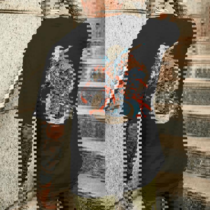 日本アート 蛇 忍者 浮世絵 アニメスタイル サムライスネーク メンズTシャツ バックプリント 彼への贈り物