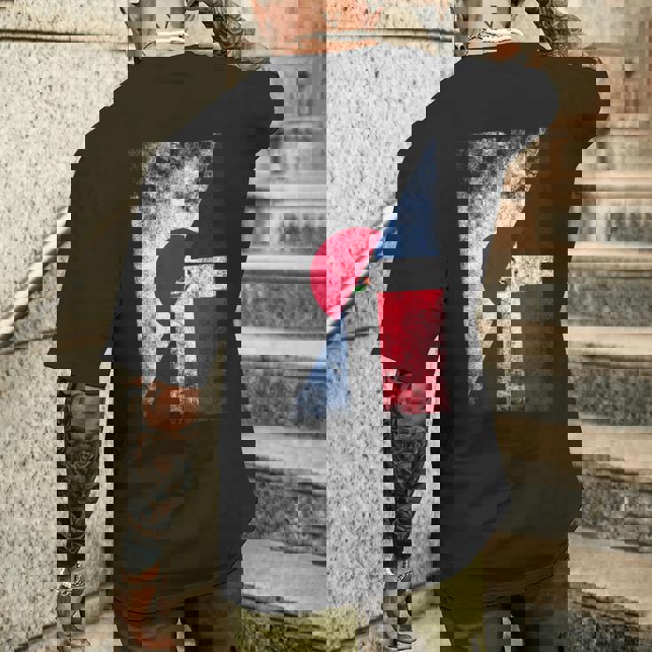 日本ドミニカ共和国の国旗 日本のドミニカ共和国 メンズTシャツ バックプリント 彼への贈り物