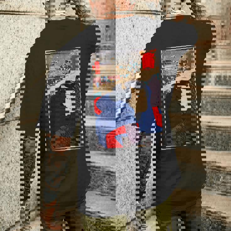 日本レトロアート 宮本武蔵 歌川国芳作 メンズTシャツ バックプリント 彼への贈り物