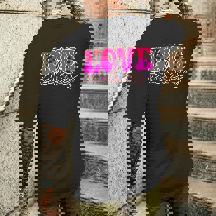 明るいピンク Loveibes ハート ネオンエナジー 長袖tシャツ メンズTシャツ バックプリント 彼への贈り物