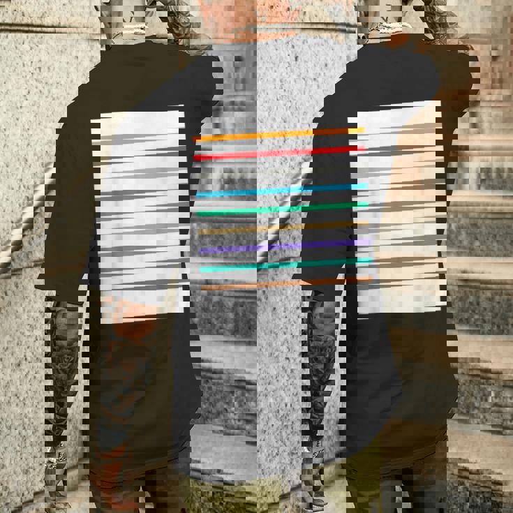 東京の地下鉄 カラー 色 ボーダー 鉄道【電車ファン】【変なデザイン屋さん】メトロ 面白い ポップ デザイン メンズTシャツ バックプリント 彼への贈り物