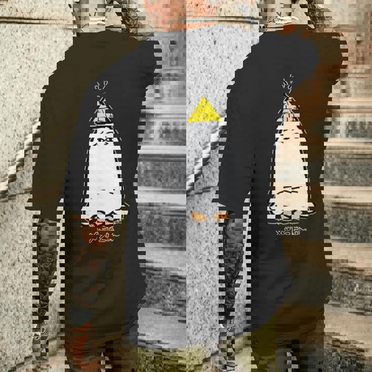 正座するメジェドさん メンズTシャツ バックプリント 彼への贈り物