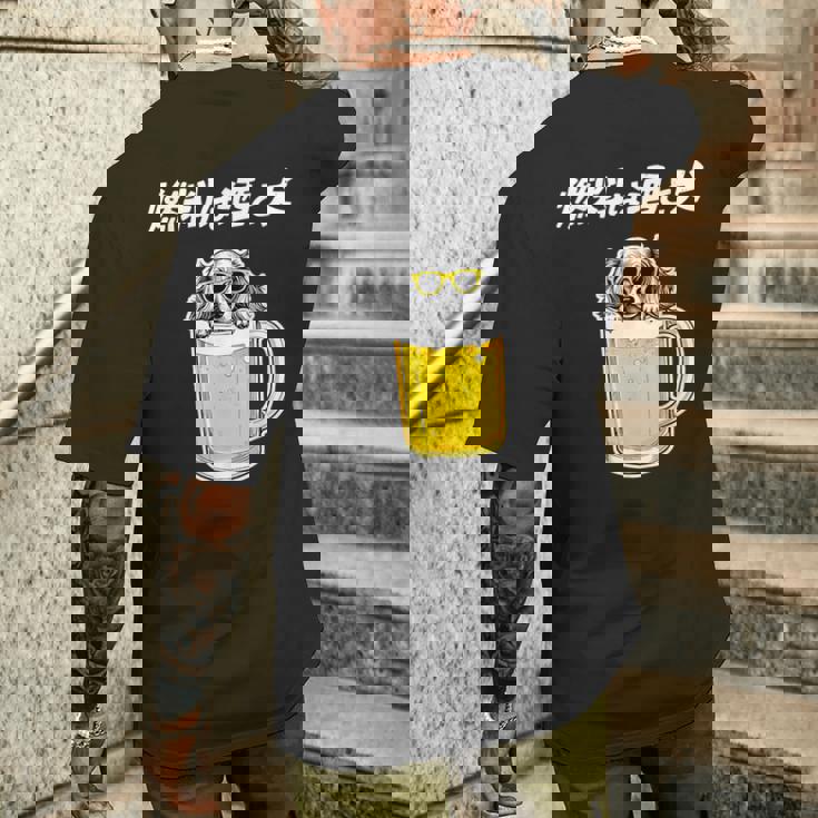 燃料は酒 ダックスフンド グッズ 犬 おもしろ 面白い ネタ 笑える 飲み会 メンズTシャツ バックプリント 彼への贈り物