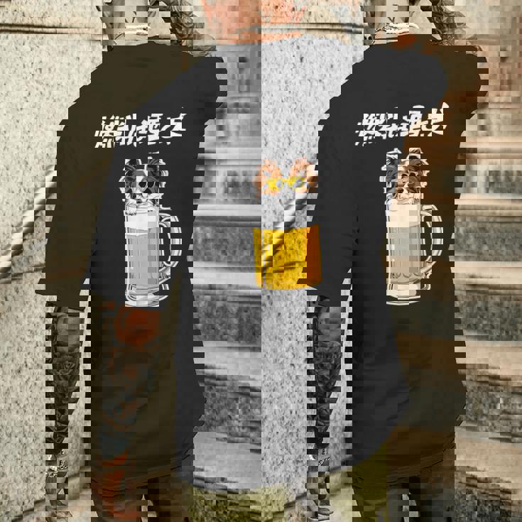 燃料は酒 パピヨン グッズ 犬好き おもしろ 面白い ネタ 笑える 飲み会 メンズTシャツ バックプリント 彼への贈り物