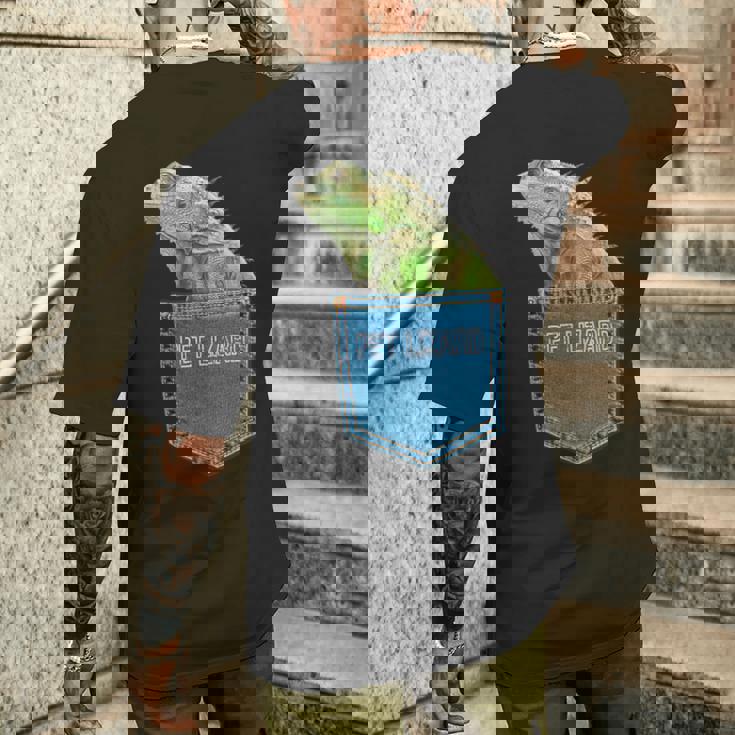 爬虫類 トカゲ ポケット ペット トカゲ イグアナ メンズTシャツ バックプリント 彼への贈り物