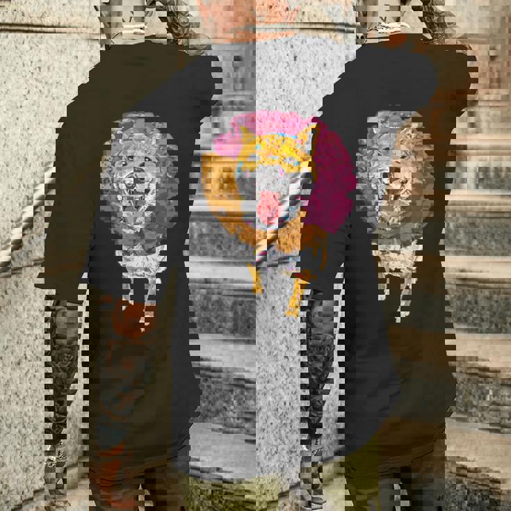 犬ドーナツシリーズ 柴犬 メンズTシャツ バックプリント 彼への贈り物