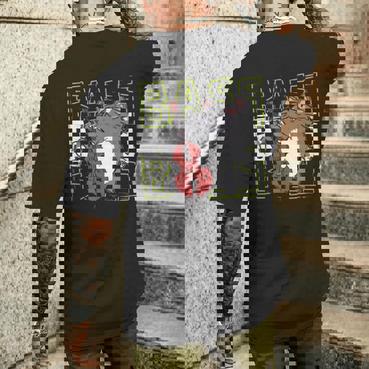 猫 二重低音プレーヤー メンズTシャツ バックプリント 彼への贈り物