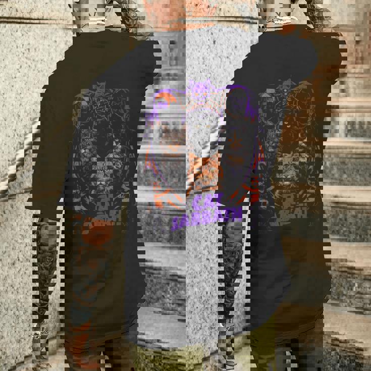 猫 安息日 猫 ヘビー ロック バンド パロディ メンズTシャツ バックプリント 彼への贈り物