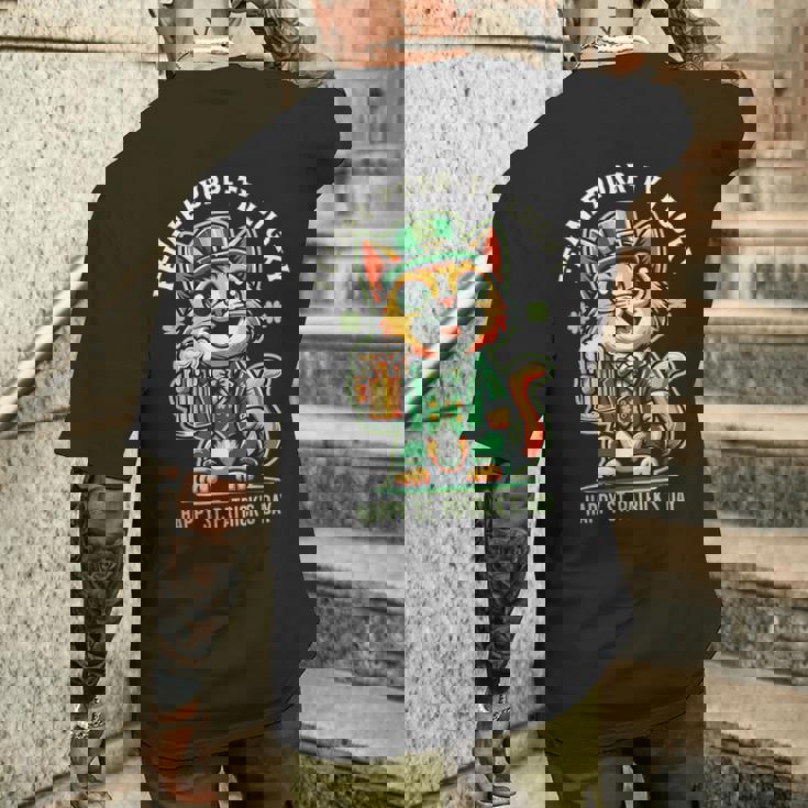 猫のパーティラッキー：セント・パトリックス・デーの猫愛好家たち メンズTシャツ バックプリント 彼への贈り物