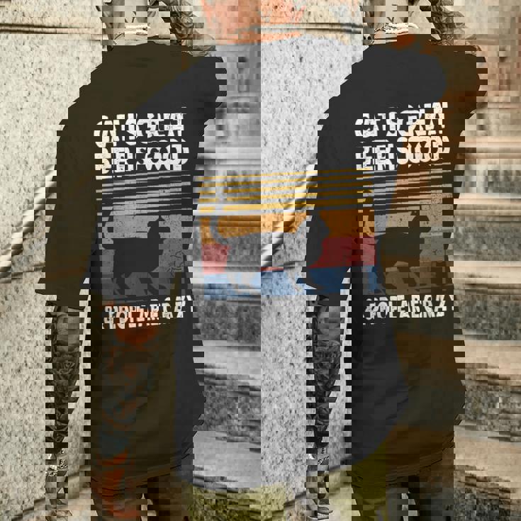 猫は素晴らしい ビールは美味しい、そして人々はクレイジー ビルマ猫 メンズTシャツ バックプリント 彼への贈り物